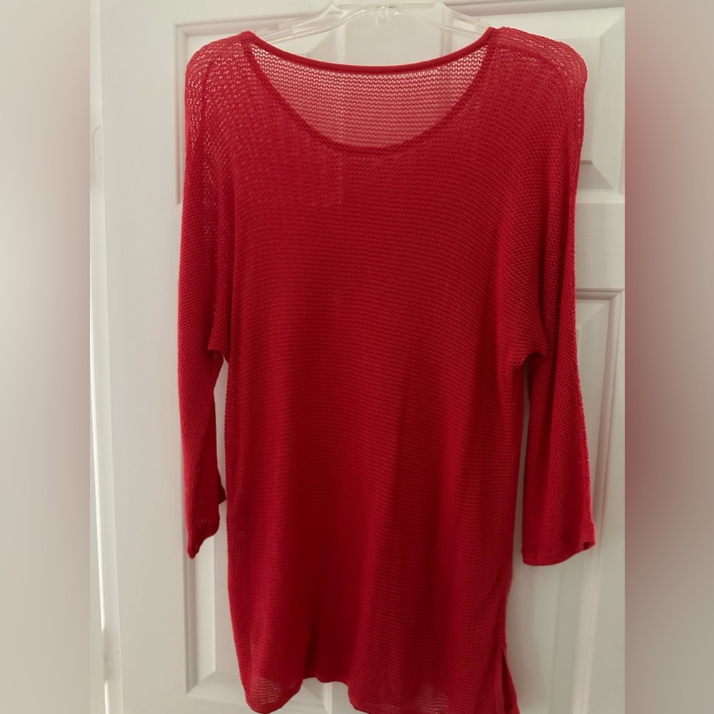 Chico’s size 3 (16) netted over top, 3/4 sleeves.
